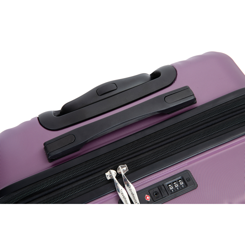 Expandable 3 Piece Luggage Sets PC Lightweight Suitcase with Two Hooks, Spinner Wheels, TSA Lock, (20/24/28), Purple